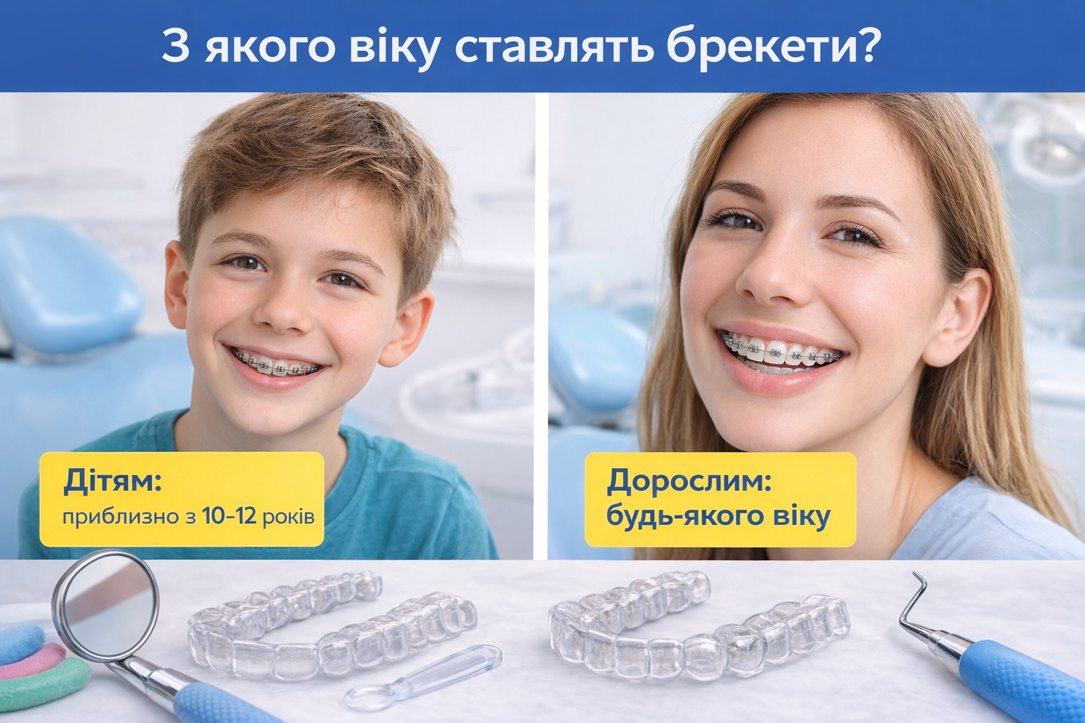 з якого віку ставлять брекети дітям і дорослим Dent OK Clinic